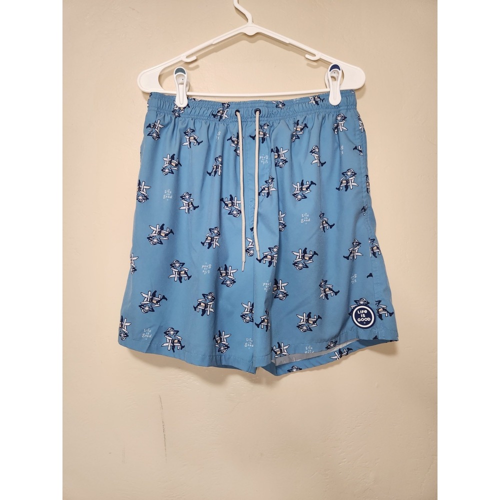 LIFE IS GOOD Lined Swim Trunks Blue Mens Large‎ Large